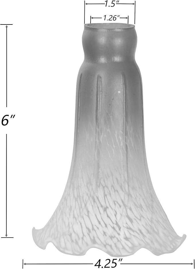 Bieye LS04 Lily Flower Blown Glass Lampshade (White Blue, Opening I.D. 1.26" x O.D. 1.5")