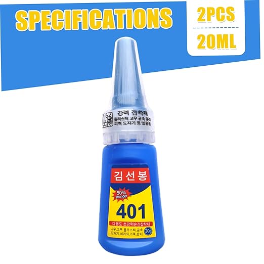 401 Glue 2Pcs Fast Drying Liquid Glue High Strength Liquid Adhesive for Metal Plastic Jewelry Low Whitening Multi Purpose Bonding Solution (20ml)