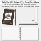9 x 12 inches Sketch Book, Top Spiral Bound Sketch Pad, 4 Pack 100 Sheets Each (68lb/100gsm), Acid Free Art Sketchbook Artistic Drawing Painting Writing Paper for Kids Adults Beginners Artists