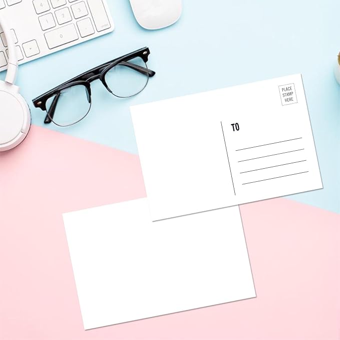 4x6 Blank White Cardstock (Set of 100) - Card Stock for Printer Postcards, Photo Paper Invitations, Greeting, Note, Thank You, DIY Making, Index Cards - Plain for Writing, Stamping, Printing, Art