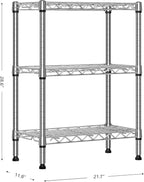 M MZG 750 lbs 3 Tier Shelf Metal Storage Shelves Wire Rack Closet Organizers with PP Board for Garage Kitchen Bathroom Laundry Chrome 11.8" D x 21.7" W x 28.6" H