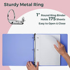 POPRUN 3 Ring Binder 1 Inch, PVC-Free, Holds 175 Sheets of 8.5 x 11 Paper, Extra Durable Organizer with 2 Pockets for School & Office, Heavy-Duty, 4 Pack, Pink