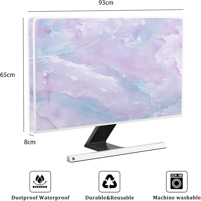 Baocicco Violet Marble Waterproof 37, 38, 39 Inch TV Dust Cover Anti-Static Dustproof Abstract Creative Desigen Television Accessories TV LCD Screen Texture TV Decoration for LED LCD OLED TVs