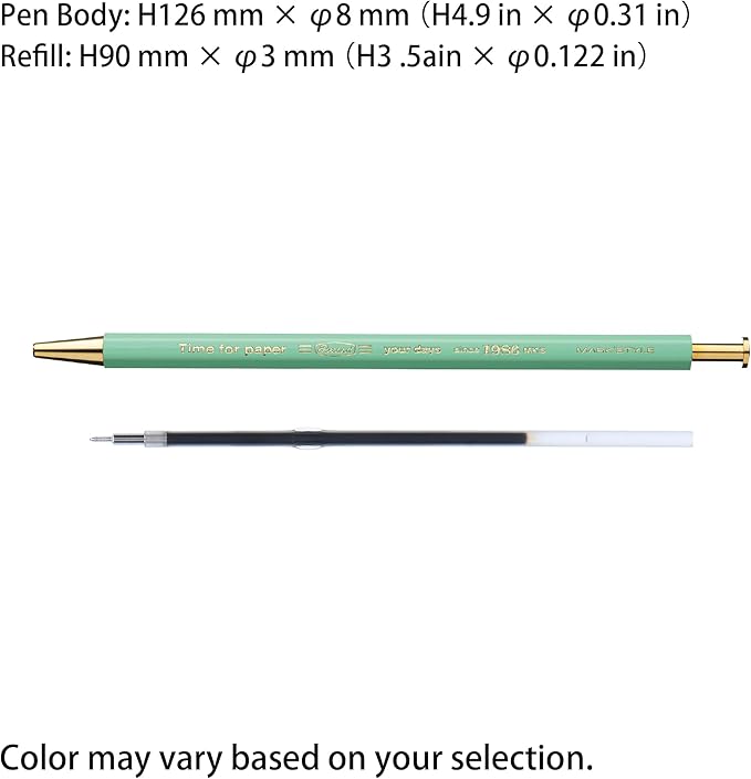 MARK'STYLE Time For Paper – Retro styling Ballpoint Pen, 0.5mm Black Gel Ink, For Office, School, and Journaling | Made in Japan, Refill Included (Green)