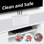YaeCCC Cable Management Organizer Box Power Strips Hider Power Cords Hider for Desk, TV, Computer, USB Hub,Cords (Set of Three) White