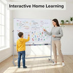 DexBoard Double-Sided 72" x 48" Mobile Whiteboard, Extra Large Rolling Magnetic Dry Erase Board with Stand, Height Adjustable White Board Easel for Office, Classroom & Home