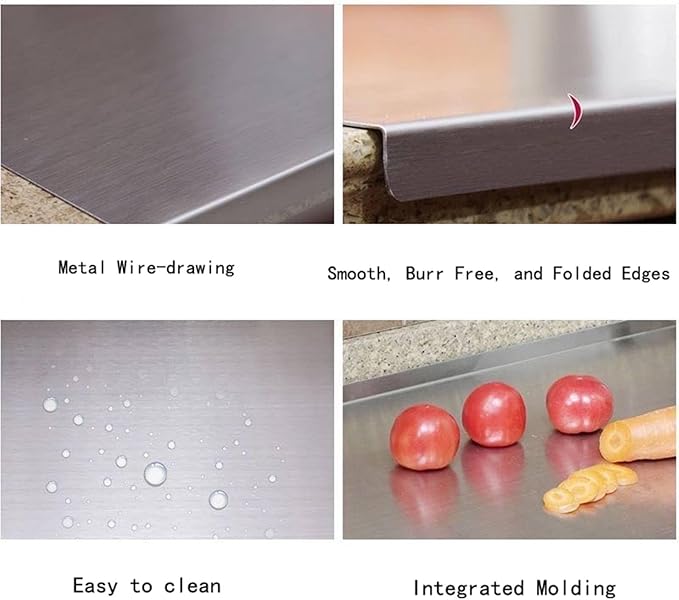BILLAMB Stainless Steel Cutting Boards for The Kitchen, Suitable for Meat, Fruits, Vegetables, Bread, and Baking Large-sized Cutting Boards (50 x 40cm/19.7 x 15.7 in)