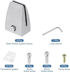 PATIKIL 1.7x1.3x2.4" Desk Divider Support Clamp, 8 Pcs Aluminum Desk Shield Clamp Desk Divider Partition Clamp Sneeze Guard Clamp Bracket for Office Home Desk Panel, Silver