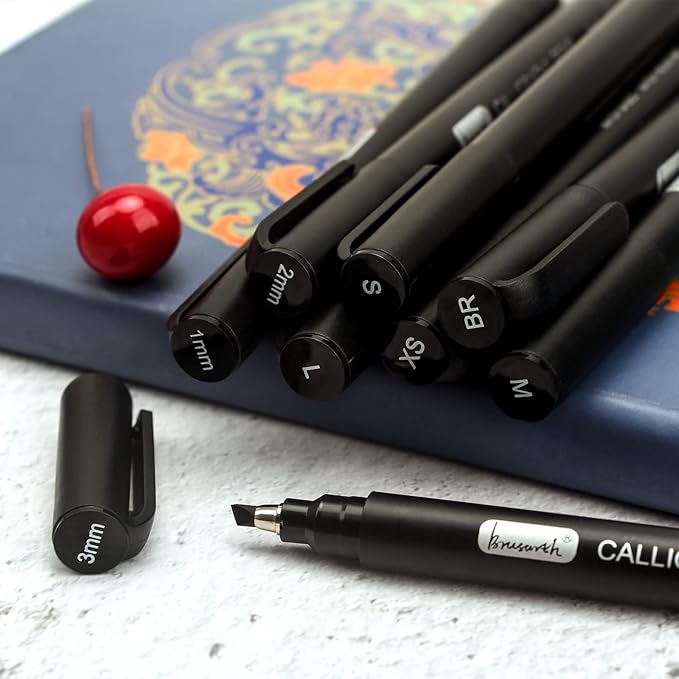 Brusarth Calligraphy Pens,8 Size Calligraphy Pens for Writing,Brush Pens Calligraphy Set for Beginners, Hand Lettering Pens