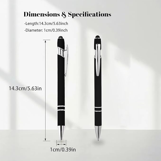 CRME Ballpoint Pen 2-in-1 Stylus Bulk Custom Pens Personalized Engraved Metal Pens with Name Text Logo for Business Writing Marketing Customizable Pen Engraving Pen Gift Coworkers Office Supplies