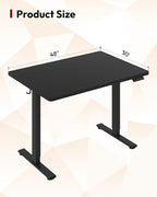 SANODESK Electric Standing Desk 48 x 30 Inches Whole-Piece Desktop Height Adjustable Stand Up Desk w/6-Button Controller Ergonomic Computer Desk for Home Office, Black Frame + Black Tabletop