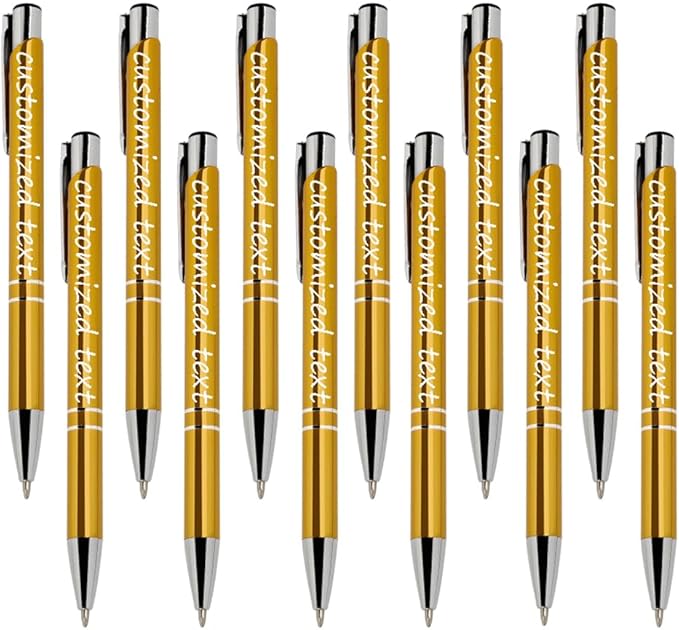 Yucold Customized ballpoint pens in bulk, personalized ballpoint pens with free engraving, for use in companies, enterprises, graduation anniversaries (Yellow,130)