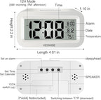 KESHIDE Travel Digital Alarm Clock, Battery Operated with Indoor Temperature, Desk Small Clock,Snooze Model,12/24H Display for Bedrooms Heavy Sleepers Kids Travel Bathroom