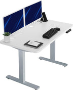 VIVO Electric 43 x 24 in Standing Desk, Memory Height Adjustment, 1B Series, Holds 220 lbs, One-Piece White Top, Gray Frame, DESK-KIT-1G4W