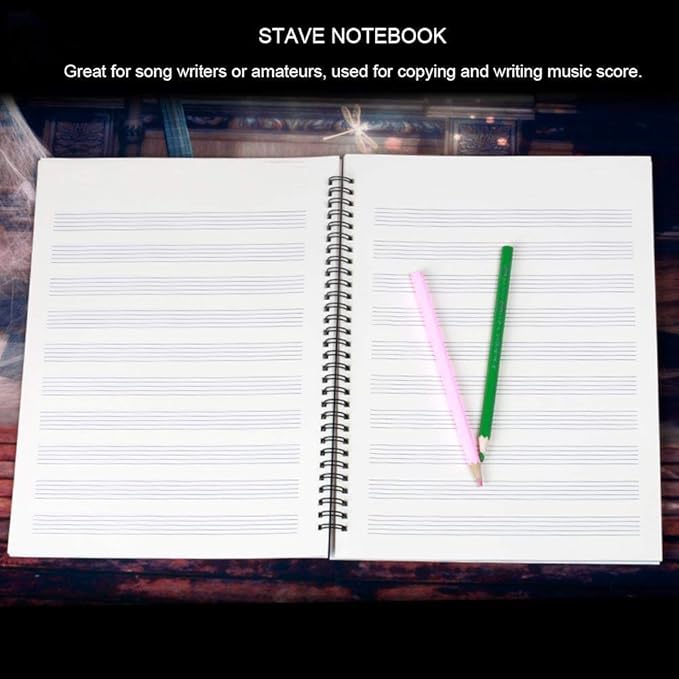 10 Pcs Music Notebook,Music Staff Notebook,50 Sheets/100 Pages Blank Sheet Music Notebook,Music Manuscript Paper,Manuscript Paper Notebook,Spiral NotebookMusic Writing Composition Notebook (10 Pcs Piano Keyboard Black)