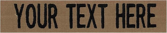 Custom Uniform Name Tapes Solid Colors. Coyote Brown Fabric, 4 Inch Hook Fastener (Uniform Ready Fastener)