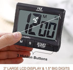 HOME MOST 3" Large Display Kitchen Timer - Digital Timer Magnetic Back Loud Alarm On A Rope- Black Cooking Timers For Kitchen Teachers Students Games Kids Meetings -Sports Timers For Workouts Exercise