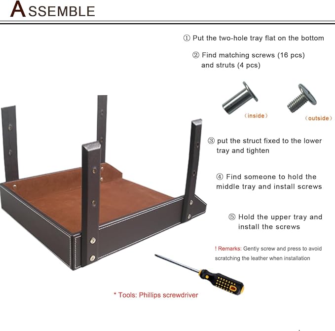 KINGFOM Letter Tray, Leather Paper Organizer Tray, Wooden Desk File Holder, Desktop File, Stackable Magazine Holder, Mail Sorter, Great for Home or Office - 3 Level Brown