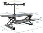 Mount-It! Standing Desk Converter Height Adjustable 47" Extra Large Wide Stand Up Desk Riser, Dual Monitor Arm Mounts, Stand Up Desk Convertor with Keyboard Tray, Fits Two Monitors up to 32"