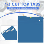 File Folder, HERKKA 30 Pack 1/3 Cut Tab File Folders, File Folders Great for Organizing and Filing, Letter Size, Navy