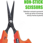 Saboten Fluorine Coated Straight Blade Trimming Scissors Orange PT-1 160mm Precision Gardening Bonsai and Floral Shears Made in Japan