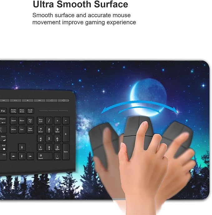 CANFLASHION Gaming Mouse Pad,Large Mouse Pads for Desk,Non-Slip Rubber Base Extended Mousepad,XXL Keyboard Mouse Mat,Computer Keyboard Desk Pad with Stitched Edges,35.4x15.8inch,Clear Stary Night