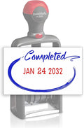 Heavy Duty Style Office Date Stamp with Completed - Self Inking Dater - Style C - Blue & Red Ink Color