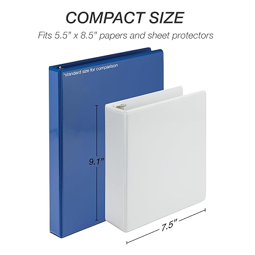 Samsill Economy 2 Inch Mini 3 Ring Binder, Made in The USA, Round Ring Binder, Non-Stick Customizable Cover, White