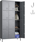 SUPEER Metal Lockers for Employees with 12 Door and 12 Hooks,Metal Storage Locker with Lock for School Office Gym Bedroom,Assembly Required,Dark Grey