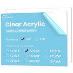 CALPALMY (2-Pack) 12x12 Inch Clear Acrylic Sheet - 1/4 Inch Thick Acrylic Plexiglass Panel for Laser Cutting, DIY Crafts, Signage, and Engraving Projects