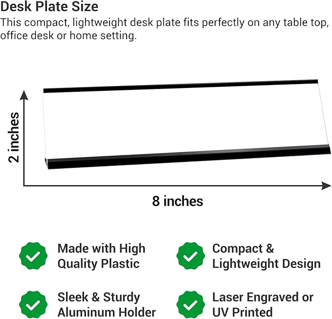 Custom Engraved Desk Plate | Personalized with your Name and Title | Perfect Decor for Office, Business, or Home | Multiple Font and Color Options | 2x8" or 2x10" (Red w/White Letters, 2x8")