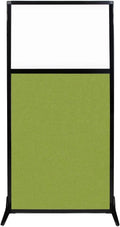 Versare Workstation Partition | Portable Wall Divider | Modern Office Cubicle | Free Standing Privacy Screen | Flexible Work Space | 33" x 70" W/Window, Lime Green Fabric Panels