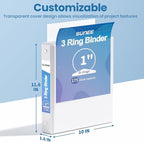 SUNEE 3 Ring Binders 1 Inch 12 Pack, Clear View Binders Bulk Three Ring PVC-Free (Fit 8.5x11 Inches) for School or Office Supplies, White