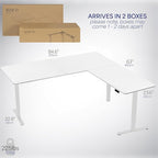 VIVO Electric Corner 84 x 63 inch L-Shaped Standing Desk, Memory Height Adjustment, White Top White Frame, DESK-E3CTWW-84