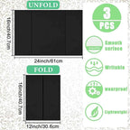 3-Pack Black Trifold Display Boards, 24 x 16 Inches Tri-Fold Corrugated Presentation Boards for Classroom Projects, Science Fairs, Business Events, and Exhibits