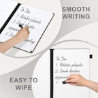 AGM Portable White Board Dry Erase Notebook, 12" x 9" Double Sided Folding Whiteboards with 3 Pens, Small Travel Dry Erase Board Skin-friendly Material for Study, Meeting, Planning, Ocean Blue