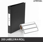 Binder Spine Labels, Perforated Self Adhesive Sticker Labels for 1.5 Inch Binders, 5 3/8" x 1 3/8", 200pcs, White with Black Border