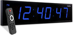 Ivation Oversized 24" Large Digital LED Clock | Big Digital Clock w/Multi-Function Display – Stopwatch, Timer, Alarms, Temp & Date | 6 Brightness Levels, Time Memory & Remote (Blue)