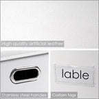 PRANDOM Collapsible Storage Box with Lid [3-Pack] Leather Fabric Foldable Storage Bin Organizer Container Basket Cube with Cover for Home Bedroom Closet Office Nursery White(13.6x9.6x6.9)