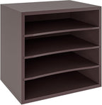 Ballucci 4-Tier Paper Organizer, Desk File Organizer, Stackable Letter Tray, Wood Mail Sorter with Adjustable Storage Shelves, Office Desk Organizer, Dark Brown, Espresso
