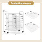 Giantex 12 Drawer Rolling Cart with Drawers, Storage Organizer Cart for Classroom Office School Teacher, Mobile Drawer Cart for Tools, Crafts, Small Printer, Clear