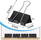 2 Inch 32 Pack Extra Large Binder Clips, Jumbo Paper Clips, Big Paper Clamps, Binder Clips Large Size for Home, School and Office Supplies