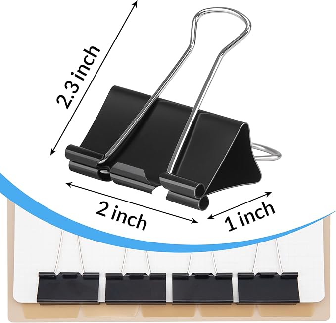 2 Inch 32 Pack Extra Large Binder Clips, Jumbo Paper Clips, Big Paper Clamps, Binder Clips Large Size for Home, School and Office Supplies