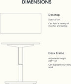 FLEXISPOT EN1 Bamboo One-Piece Standing Desk, 55 x 28 Inches Ergonomic Desk for Home Office and Gaming (White Frame + Bamboo Top, 2 Packages)