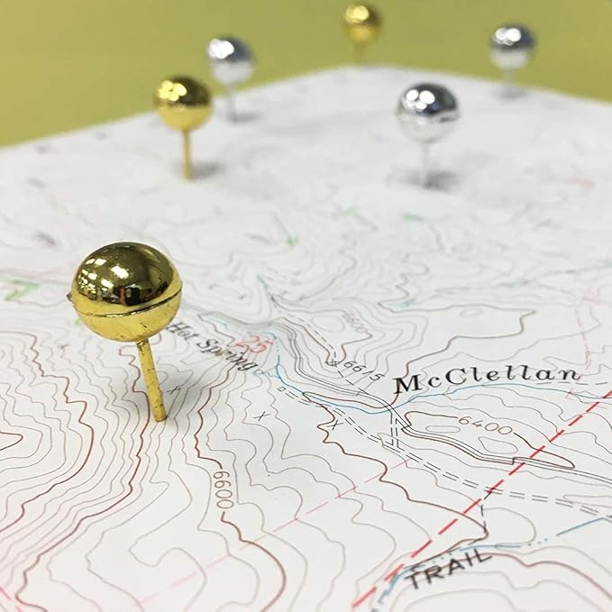 JAM PAPER Colorful Push Pins - Round Head Map Thumb Tacks - Silver PushPins - 100/Pack