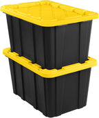 Sterilite 24-Pack Industrial Tote, Plastic Storage Container Bins with Lids, 27 Gallon - Heavy-Duty Organizing Containers for Closet, Bathroom, and Office