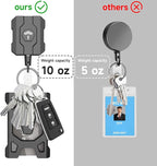 VYNCS Retractable Keychain Badge Holder with Belt Clip, Heavy Duty Carabiner ID Badge Clip Reel, 32” Steel Retractable Cord, 10 oz Rebound，1pcs Black Belt Clip