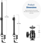 NEEWER Camera Desk Mount with C Clamp, 2 Pack 13.8"-23.6" Adjustable Desktop Light Stands with 1/4" Ball Heads Cold Shoe Adapters Long Handles for Webcam DSLR Camera Monitor Ring Light, Max Load 5kg