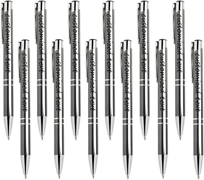 Yucold Customized ballpoint pens in bulk, personalized ballpoint pens with free engraving, for use in companies, enterprises, graduation anniversaries (Grey,390)