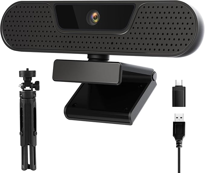 1080P 60FPS Webcam, VIZOLINK FHD computer video camera with 4 Noise-canceling Microphone, Privacy Cover and Tripod for PC/Mac, Work with Live Streaming, Gaming, Video Calls, ZOOM, Skype, OBS, Facetime